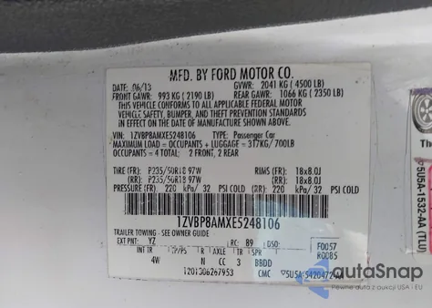 2014 Ford Mustang V6 Premium из США, поврежденный, VIN 1ZVBP8AMXE5248106